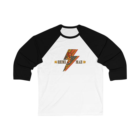 Retro Lightning Baseball Tee - Unisex Sport Shirt for Music Lovers, Graphic Tee for Gifts, Festival Wear, Casual Style, Vintage Vibe